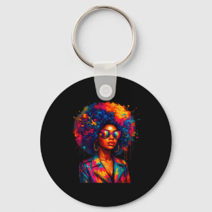 Black Womens Queen Afro African Melanin Dripping G Key Ring