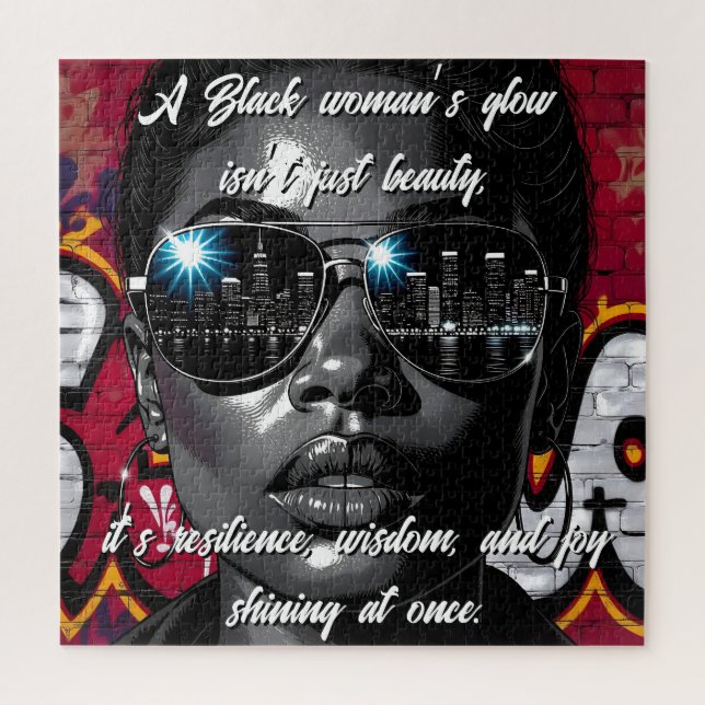 Black Women's Quote | City Skyline in Sunglasses Jigsaw Puzzle (Vertical)