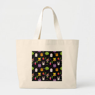 black Wonderland Large Tote Bag