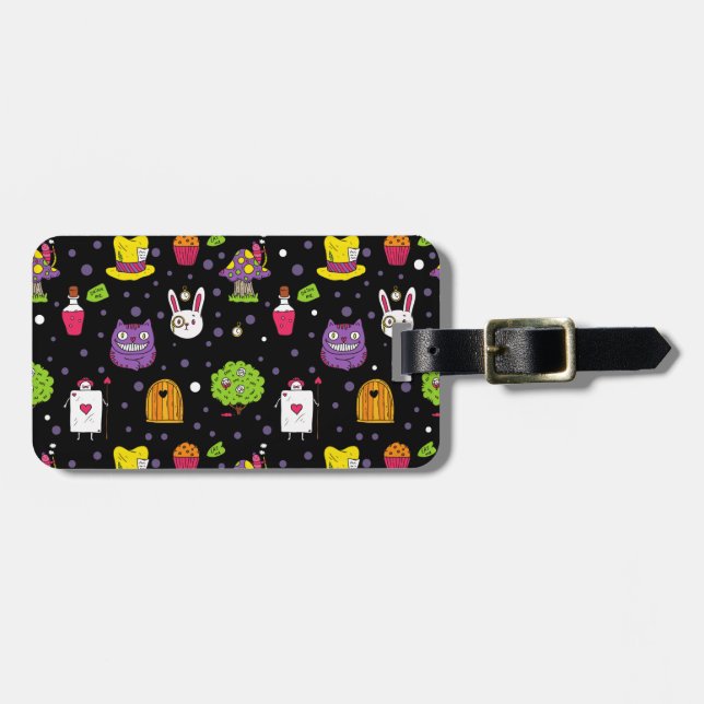 black Wonderland Luggage Tag (Front Horizontal)