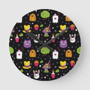 black Wonderland Round Clock