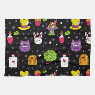 black Wonderland Tea Towel