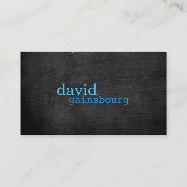 Black Wood Blue Typography Business Card (Front)