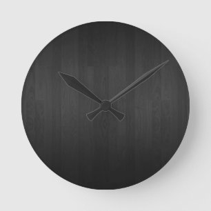 Black Wood Digital Print Round Clock