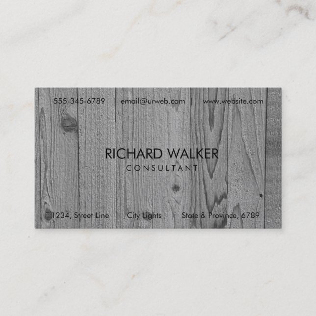 Black Wood Elegant Modern Professional Dark Business Card (Front)