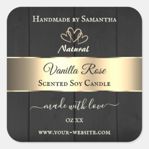 Black Wood Grain Gold Decor Product Labels Hearts