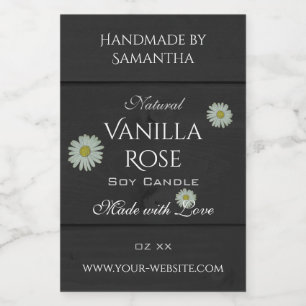 Black Wood Grain Product Packaging Labels Daisies