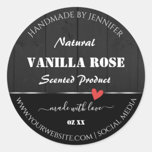 Black Wood Grain Product Packaging Labels Heart