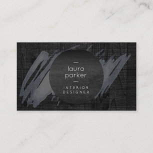 Black Wood Gray Watercolor Splatter  Modern Business Card
