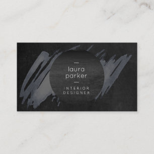Black Wood Gray Watercolor Splatter Modern Business Card