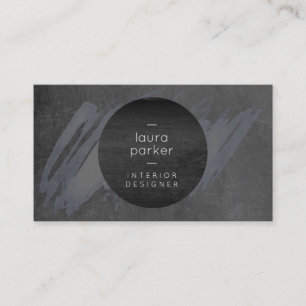Black Wood Grey Watercolor Splatter Modern Business Card