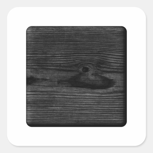 Black Wood Image. Square Sticker (Front)