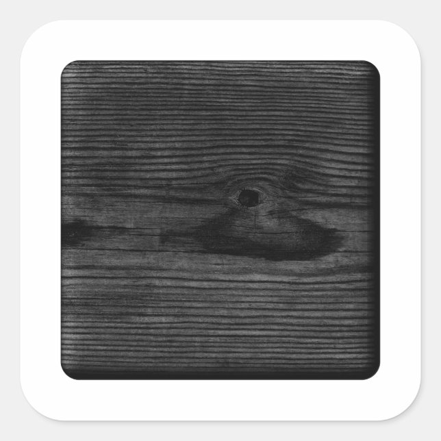 Black Wood Image. Square Sticker (Front)