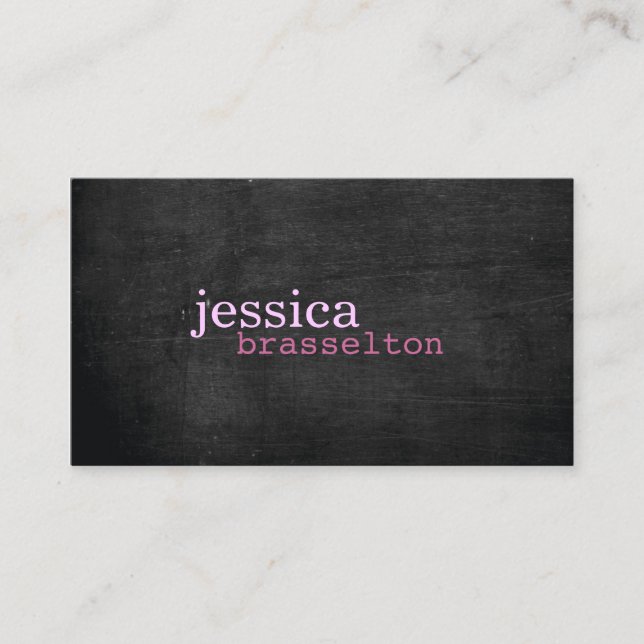 Black Wood Pink Typography Business Card (Front)