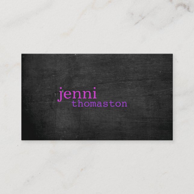Black Wood Purple Typography Business Card (Front)