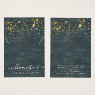 Black Wooden Gold Earrings Necklace Display Card