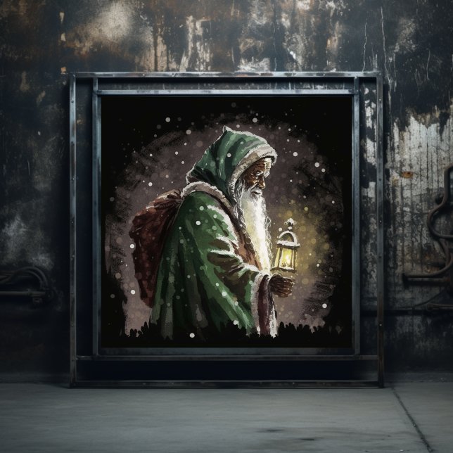 Black Woodland Santa in a Green Velvet Cloak Poster (Creator Uploaded)