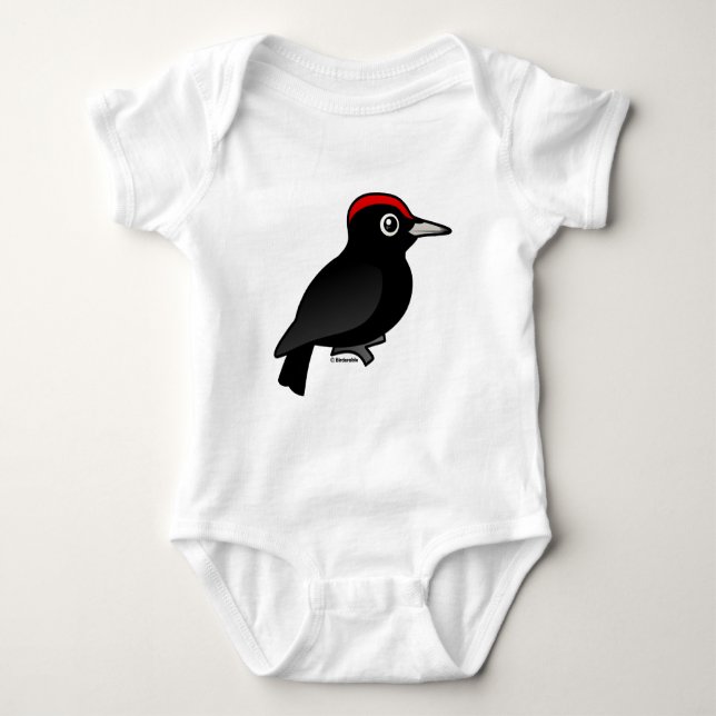 Black Woodpecker Baby Bodysuit (Front)