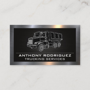 Black Work Truck Metallic Border Business Card