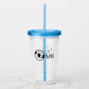 Black world globe add name monogram travel details acrylic tumbler