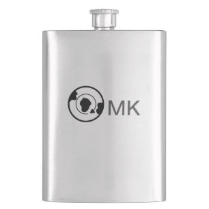 Black world globe add name monogram travel details hip flask