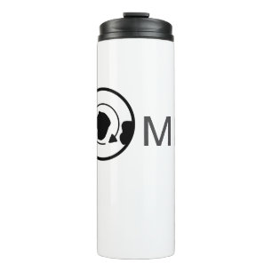 Black world globe add name monogram travel details thermal tumbler