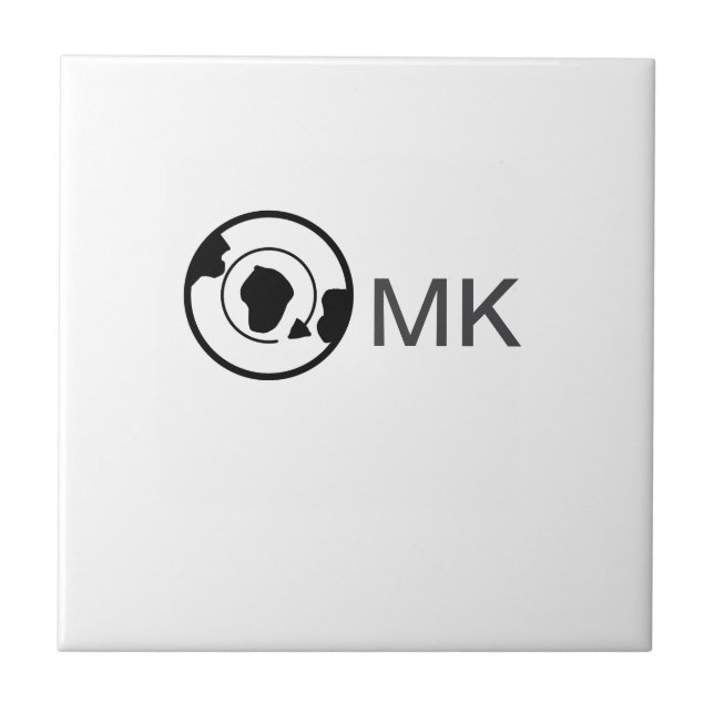 Black world globe add name monogram travel details tile (Front)