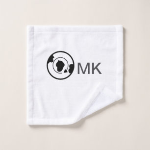 Black world globe add name monogram travel details wash cloth