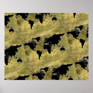 black world map art decor