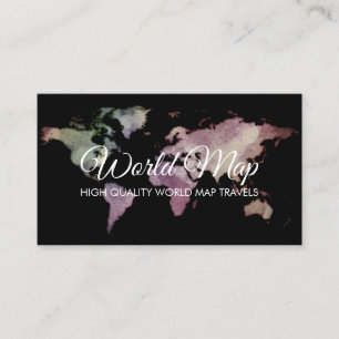 Black World Map Trip Globe Travel Agent Business Card