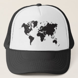 black world map trucker hat