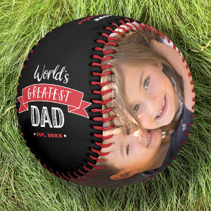 Black World’s Greatest Dad Red Banner Photo Modern Baseball