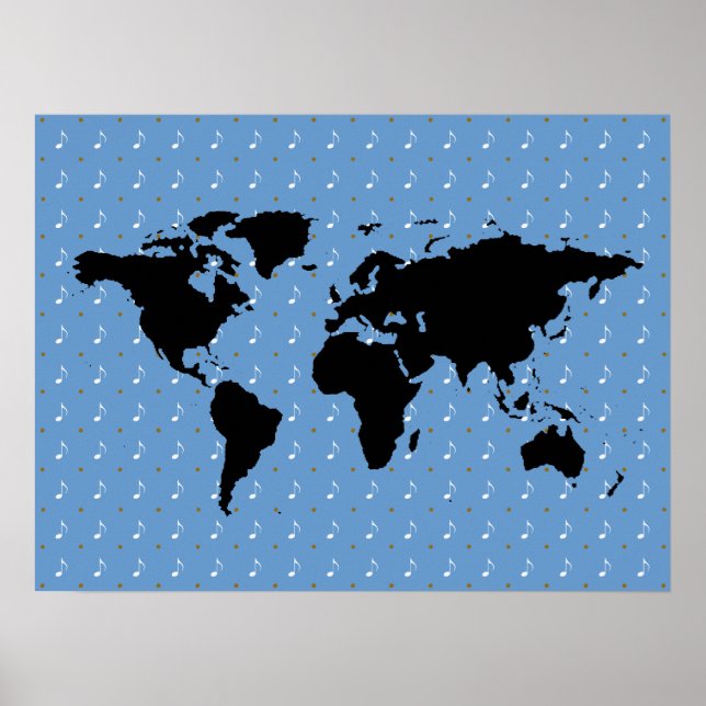 black world with music pattern poster (Front)