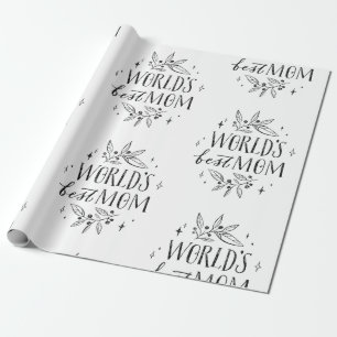 black worlds best mum mothers day wrapping paper