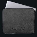 Black Worn-Out Fox Leather Look Monogram Laptop Sleeve<br><div class="desc">Elegant worn-out fox leather look with customisable and optional monogram. Available on many product and can be requested on any products offered by Zazzle.</div>