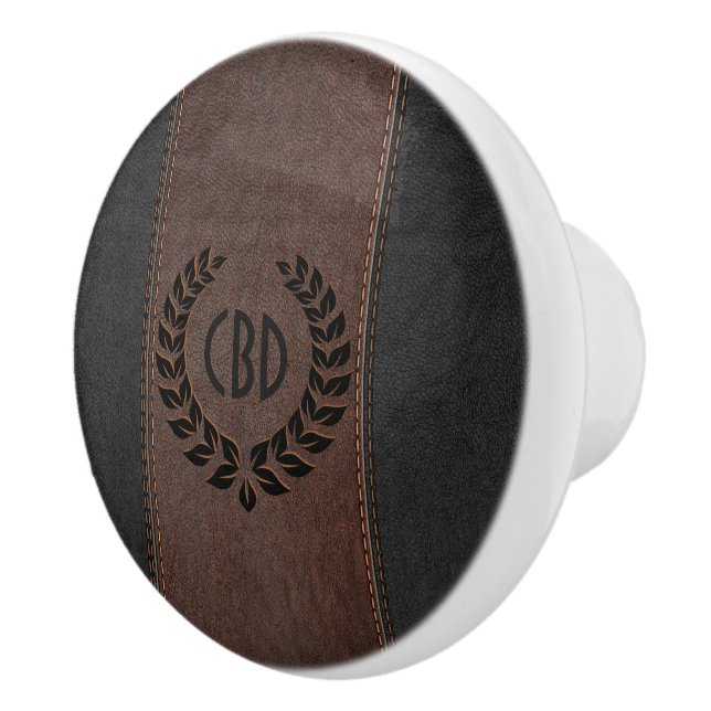 Black Wreath With Brown & Black Leather Texture Ceramic Knob (Right)