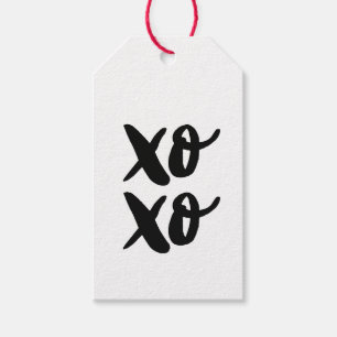 Black XO XO. Valentines day. Hugs and kisses Gift Tags