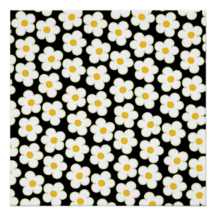Black Y2K Bold Wildflower Vibrant Spring Art Poster