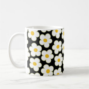 Black Y2K Wildflower Bold Retro Spring Kitchen Coffee Mug