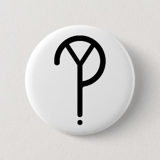 Black Y? Symbol- On White 6 Cm Round Badge