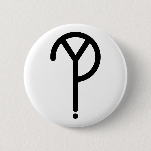 Black Y? Symbol- On White 6 Cm Round Badge (Front)