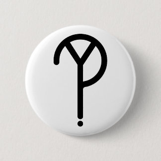 Black Y? Symbol- On White 6 Cm Round Badge