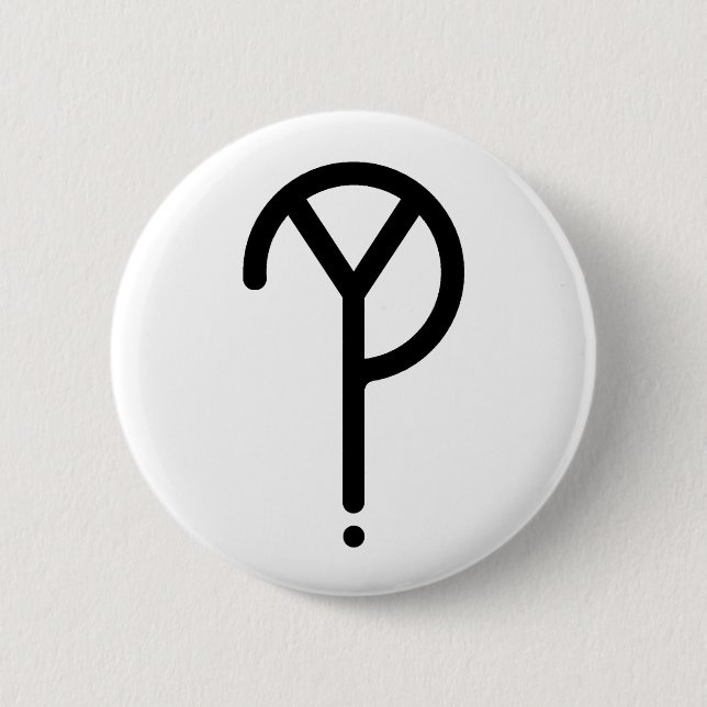 Black Y? Symbol- On White 6 Cm Round Badge (Front)