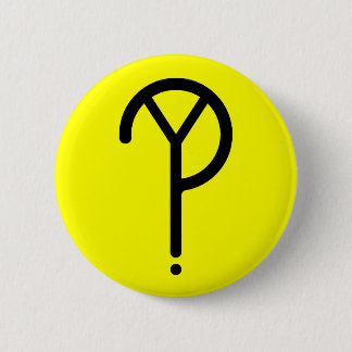 Black Y? Symbol- On Yellow 6 Cm Round Badge