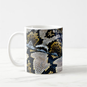 Black, yellow, and grey python coffee mug