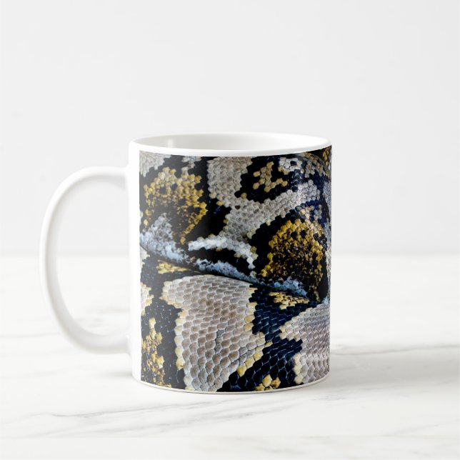 Black, yellow, and grey python coffee mug (Left)