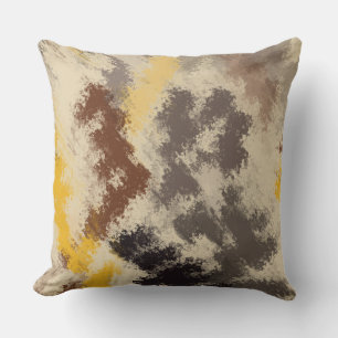 Black, yellow and orange abstract cushion
