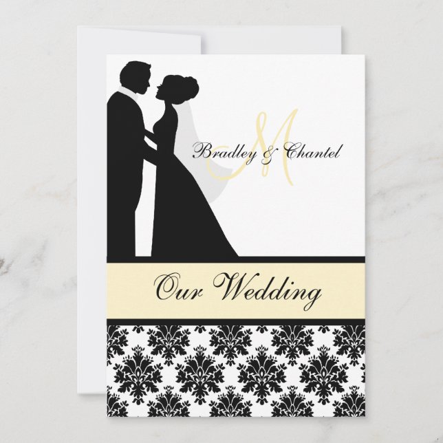 Black, Yellow, and White Couple Wedding Invitation (Front)