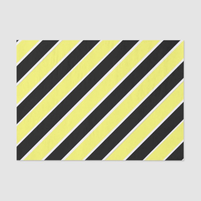Black, Yellow and White Striped Tissue Paper (Front)