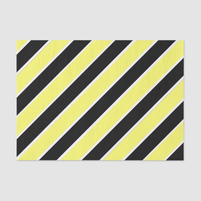 Black, Yellow and White Striped Tissue Paper (Front)